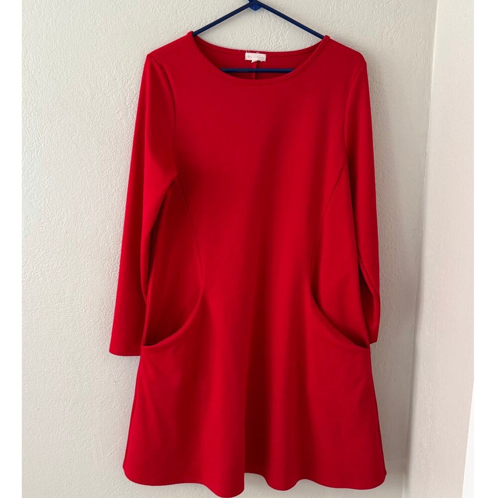 Women's Occasionally Made Red Long Sleeve Thick Front Pocket Dress Sz Large